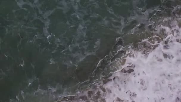 Crashing Waves Beach Top View Aerial View Waves Sea Amazing — Stock Video