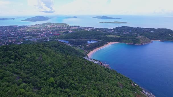 Drone Vista Montagne Tropicali Vicino Mare Incredibile Paesaggio Fondale Marino — Video Stock