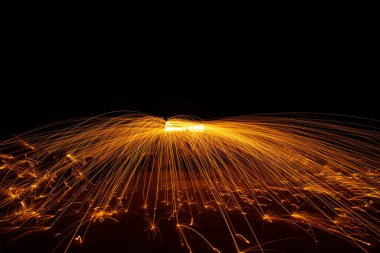 Swing yangın girdap çelik yün Işık Fotoğrafçılık refleks su güzel gündoğumu veya günbatımı zaman içinde uzun pozlama hızı hareket tarzı hafif taşla üzerinde