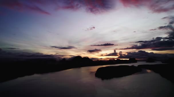 Aerial View Sky Beautiful View Colorful Sunset Sunrise Sea Surface — Wideo stockowe