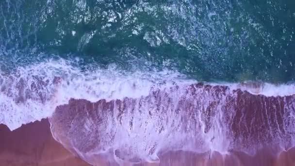 Crashing Waves Beach Top View Aerial View Waves Sea Increíble — Vídeo de stock