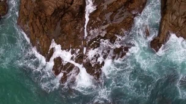 Veduta Aerea Delle Onde Che Infrangono Sul Fondale Marino Seashore — Video Stock