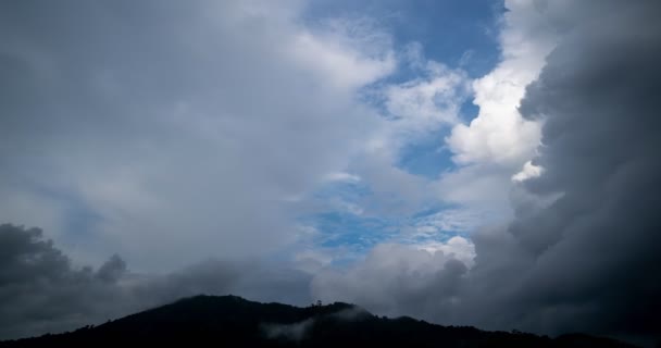 Tijd Lapse Natuur Mooi Licht Zonsondergang Hemel Donker Wolken Bergen — Stockvideo