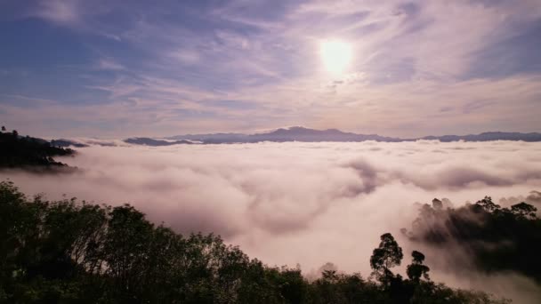 Високий Кут Зору Безпілотний Вид Туману Сезон Дощів Над Горами — стокове відео
