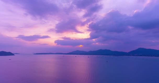 Aerial View Time Lapse Majestic Sunset Landscape Sea Amazing Light — Stock videók