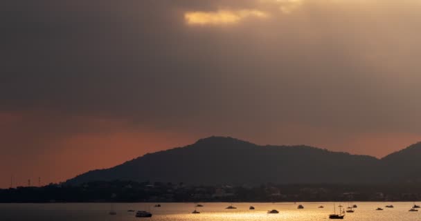 Schöne Zeitraffer Von Majestätischen Sonnenuntergang Himmel Über Meereslandschaft Erstaunliches Licht — Stockvideo