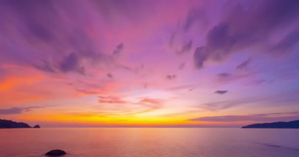 Tiden Förflutit Majestätisk Solnedgång Ljus Över Havet Landskap Fantastiskt Ljus — Stockvideo