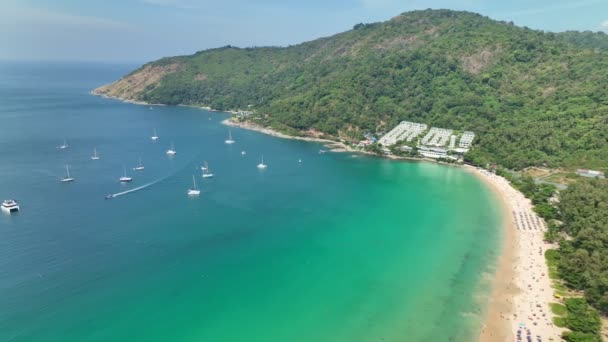Luftaufnahme Von Phuket Meer Und Sandstrand Der Sommersaison Erstaunlicher Meeresstrand — Stockvideo