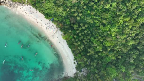 Удивительный Вид Сверху Красивый Пляж Вид Воздуха Море Красивом Острове — стоковое видео