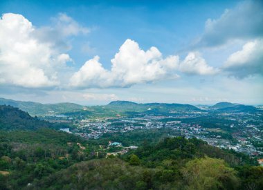 Shadow clouds over mountain city of    Kathu city Phuket Thailand, Clouds over the mountains peak