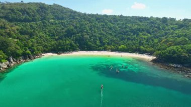 Amazing beach seashore beautiful sea, Aerial view of Tropical ocean sea in the beautiful Phuket island Thailand