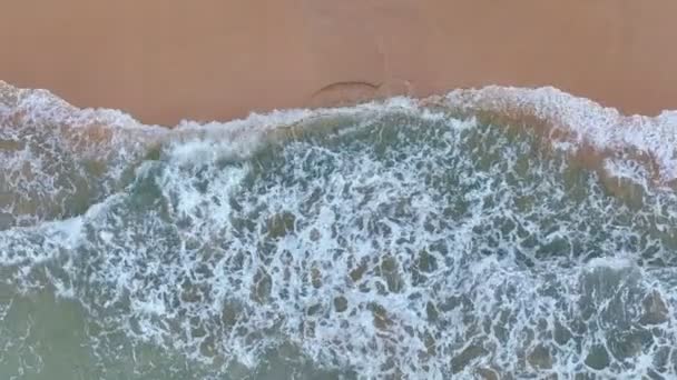 Sea Waves Water Surface Dynamic Shot Aerial View Colorful Sea — Vídeo de Stock