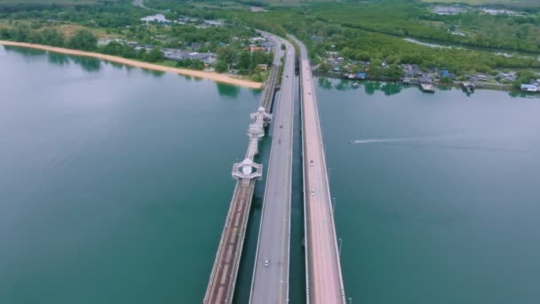 Vista Aérea Del Puente Sarasin Concepto Fondo Transporte Por Carretera — Vídeos de Stock