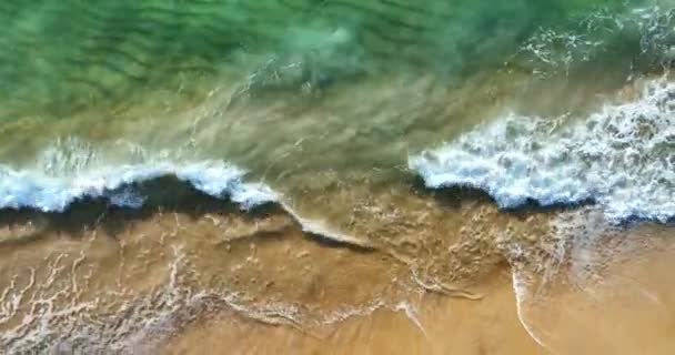 Sea Waves Crashing Sandy Shore Water Surface Amazing Waves Sea — Stock Video