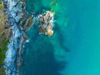 Top view Seashore ocean background, Beautiful nature Amazing seacoast view background