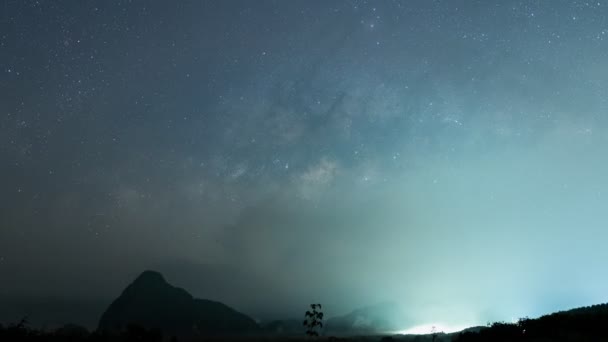 Verbazingwekkende Natuur Tijd Vervalt Melkweg Sterren Nacht Tot Dag Timelapse — Stockvideo