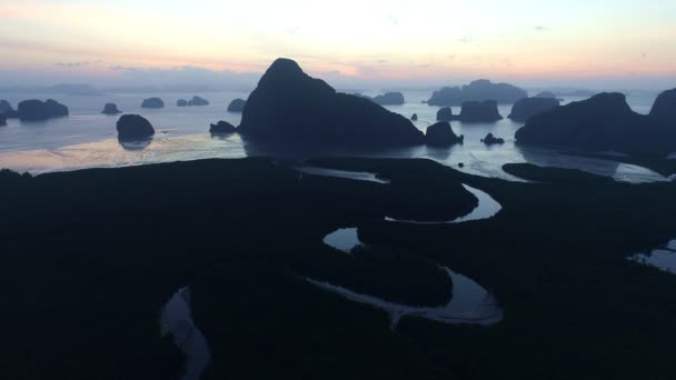 Aerial View Drone Shot Beautiful Sunrise Sky Morning Sunrise Sea — Wideo stockowe