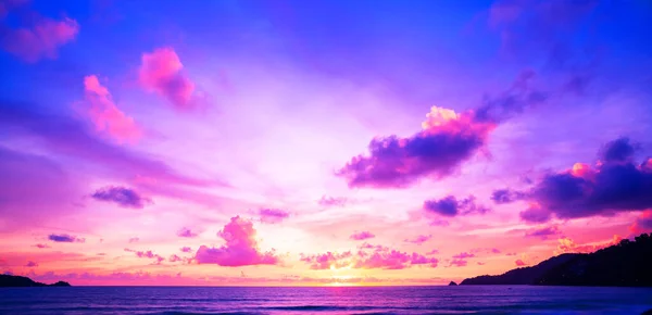 Atardecer Amanecer Nubes Cielo Sobre Luz Del Sol Del Mar — Foto de Stock