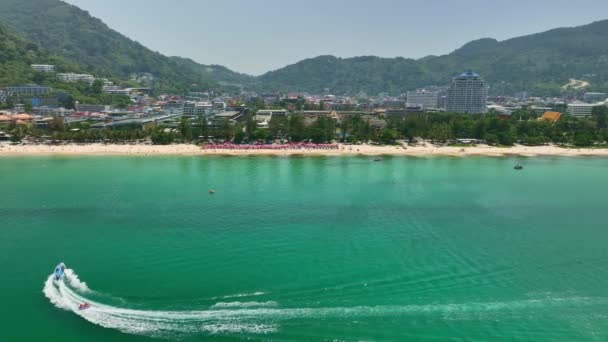 Phuket Thaiföld Március 2023 Légi Kilátás Gyönyörű Patong Beach Phuket — Stock videók