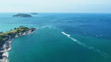 Muhteşem deniz kıyısı güzel deniz, tropikal okyanus manzarası güzel Phuket adası Tayland 'da, en iyi deniz manzarası