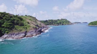 Muhteşem deniz kıyısı güzel deniz, güzel Phuket Adası Tayland 'daki Tropikal okyanus manzarası