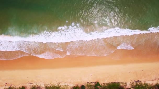 Vista Superior Hermosa Playa Olas Mar Superficie Orilla Del Mar — Vídeos de Stock
