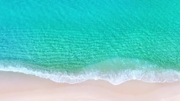 Üst Manzara Güzel Sahil Dalgaları Deniz Yüzeyi Kumlu Kıyılara Çarpan — Stok video