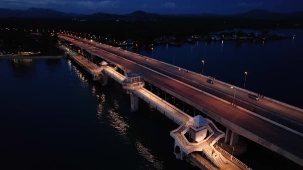 Воздушный Вид Сарасин Мост Автомобильных Перевозок Background Concept Мост Между — стоковое видео