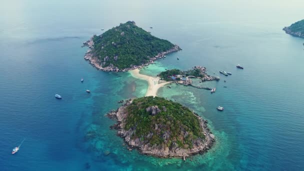 Niesamowita Mała Wyspa Wysoki Kąt Widok Wyspę Koh Nang Yuan — Wideo stockowe