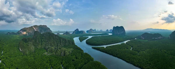 Вид Воздуха Панорама Беспилотник Снимок Природного Ландшафта Горы Расположенный Phang — стоковое фото