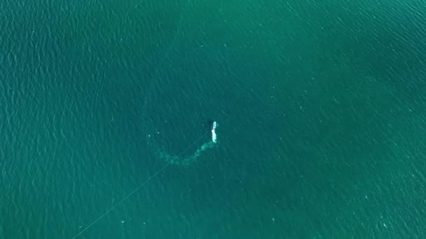 Flygfoto Parasailing Sommarsäsongen Vackert Hav Sommarlandskap Vågor Havsvatten Yta Hög — Stockvideo