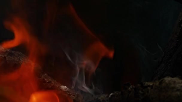Φωτιά Που Καίει Αργή Κίνηση Φωτιά Και Καπνός Μαύρο Φόντο — Αρχείο Βίντεο