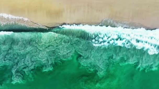 夏の季節にプーケットの海と砂のビーチの空中ビュー 海の波の泡と素晴らしい海のビーチ 海面の美しい自然景観 コンセプトホリデー夏旅行先 — ストック動画