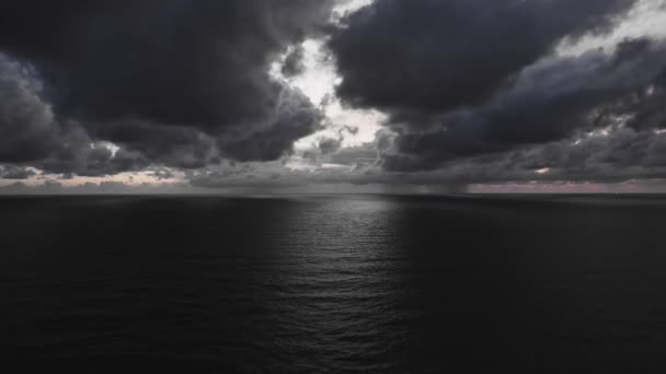 Aerial View Dark Cloudy Sea Drone View Peaceful Calm Dark — Stock Video