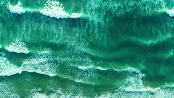 波が砂の海岸 海の背景でクラッシュのトップビュー — ストック動画