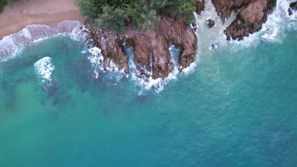 Vue Aérienne Drone Camera Seashore Rocks Ocean Belle Surface Mer — Video