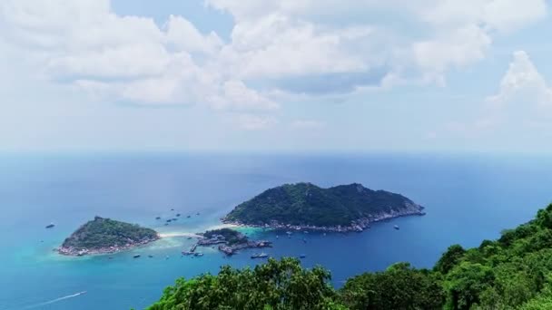 Удивительный Маленький Остров Высокоугольный Вид Острова Нанг Юань Koh Nang — стоковое видео