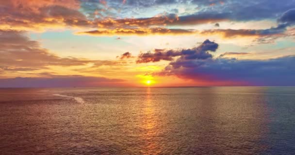 Aerial View Waves Sea Water Surface Sunset Sunrise Time High — Stock Video