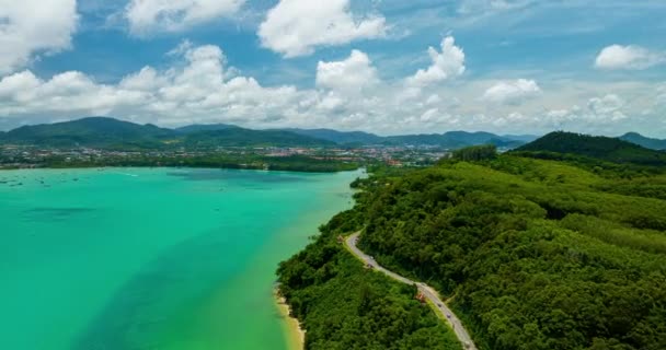 Yaz Mevsiminde Deniz Manzarası Manzarası Phuket Adası Tayland Timelapse Bulutları — Stok video