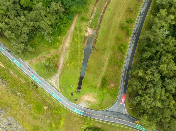 Luftaufnahme Straße Mit Landschaft Bäume Wald Hintergrund — Stockfoto