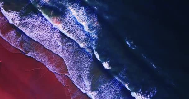 Vlny Mořská Voda Povrch Příroda Pozadí Otevřené Moře Ptačí Oko — Stock video
