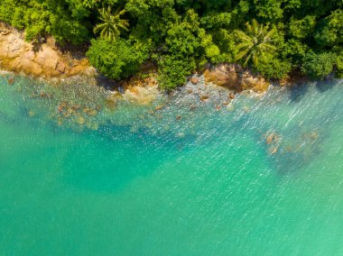 Yaz mevsiminde deniz manzarasının havadan görünüşü deniz manzarası