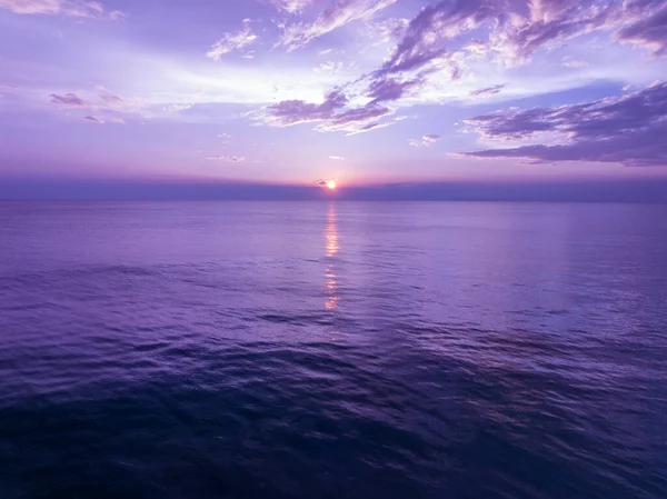 Vista Aérea Céu Por Sol Sobre Mar Luz Natureza Pôr Fotografia De Stock