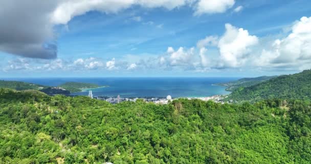 Phuket Thailandia Montagne Vista Aerea Primo Piano Patong Bay Phuket — Video Stock