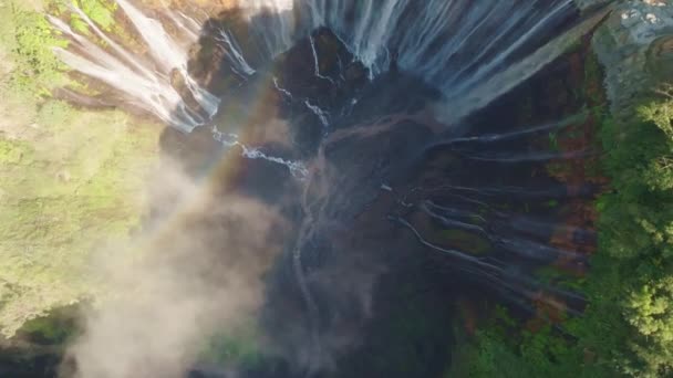 Letecký Pohled Panorama Tumpak Sewu Vodopády Známé Také Jako Coban — Stock video