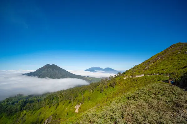 Schöne Natur Landschaft Berg Und Nebel Kawah Ijen Vulkan Ostjava — Stockfoto
