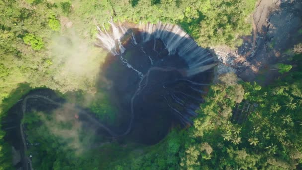 Vue Aérienne Des Cascades Panorama Tumpak Sewu Également Connues Sous — Video