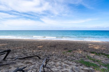 Yaz mevsiminde güzel plaj, deniz ve kumsal manzarası, deniz manzarası, deniz manzarası.