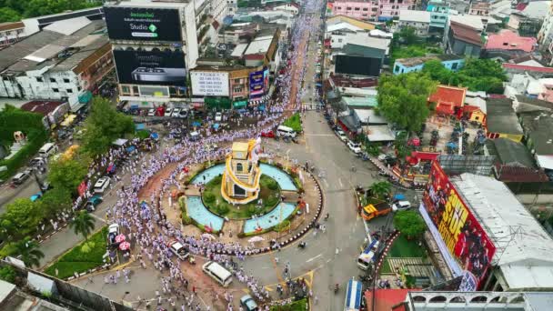 Вид Воздуха Пхукет Вегетарианский Фестиваль Пхукете Таиланд Октября 2023 Года — стоковое видео
