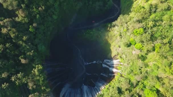 Вид Воздуха Панораму Tumpak Sewu Водопады Известный Coban Sewu Beautiful — стоковое видео